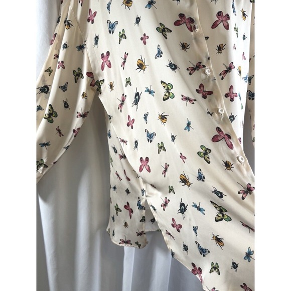 ZARA Women's Cream Butterfly Insect Print Button Up Shirt Oversized M‎ 72-27 - Picture 12 of 16